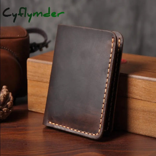 Handmade Vintage Crazy horse Genuine Leather Men Wallet